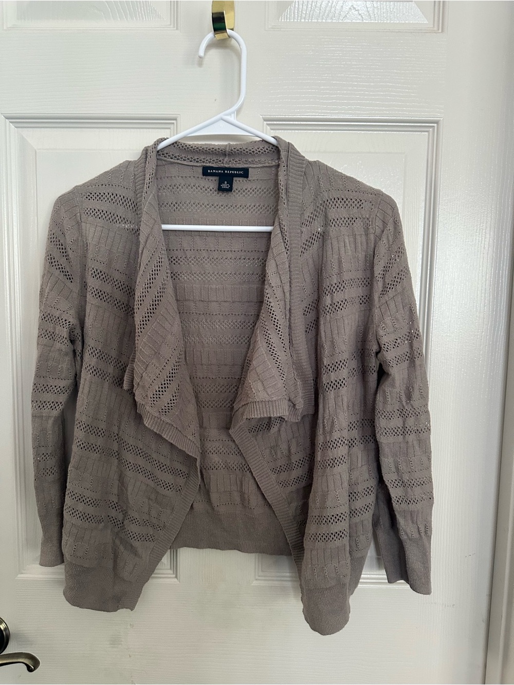 Banana Republic Light Taupe Open-Front Knit Cardigan